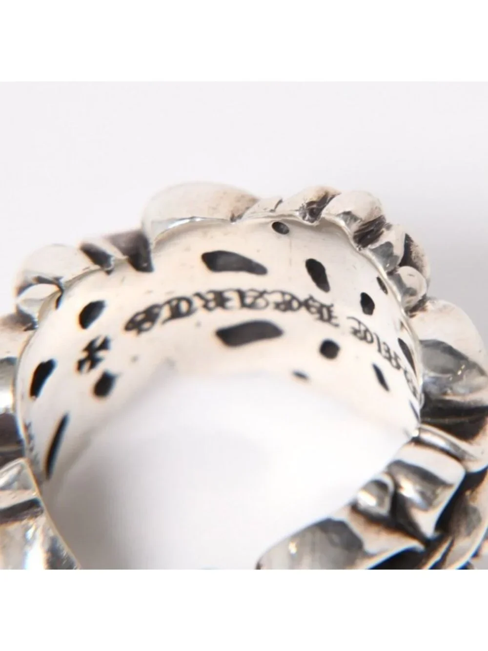 Chrome Hearts Double Floral Cloth Sling Ring Cross 925 Sterling Silver